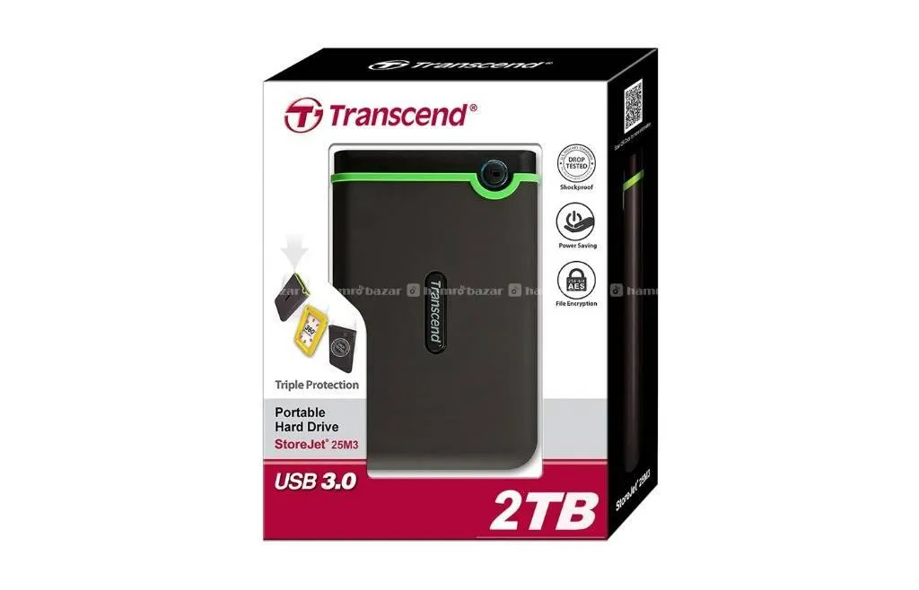 Transcend 2TB USB 3.1 Portable External Hard Drive 1 Transcend 2TB USB 3.1 Portable External Hard Drive