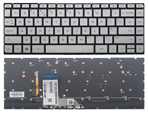 HP Spectre x360 15-ap 15t-ap000 Backlit Keyboard Silver US No Frame