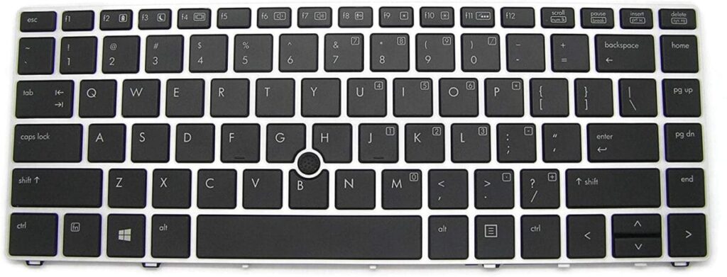 HP EliteBook Folio 9470, Fit P/N 697685-001 SG-57400-XUA 6037B0080301 702843-001 SN9118BL Black with Silver Frame Light Backlight Notebook  US Layout Backlit Laptop Keyboard (With Pointing Stick) Laptop Keyboard