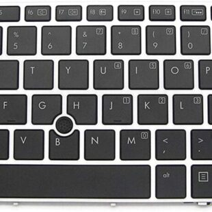 HP EliteBook Folio 9470, Fit P/N 697685-001 SG-57400-XUA 6037B0080301 702843-001 SN9118BL Black with Silver Frame Light Backlight Notebook  US Layout Backlit Laptop Keyboard (With Pointing Stick) Laptop Keyboard