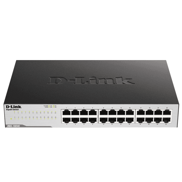 Dlink 24 port 10/100/1000Base-T unmanaged gigabit switch, Metal Casing – DGS-1024C 1 Dlink 24 port 10/100/1000Base-T unmanaged gigabit switch, Metal Casing – DGS-1024C