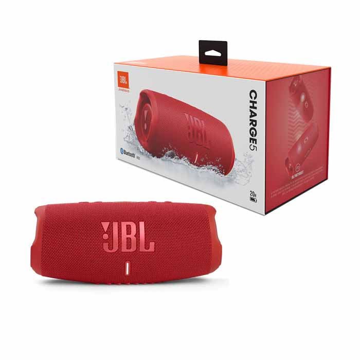 JBL Charge 5 Waterproof Bluetooth Speaker with Built-in Powerbank - Red (JBLCHARGE5RED)