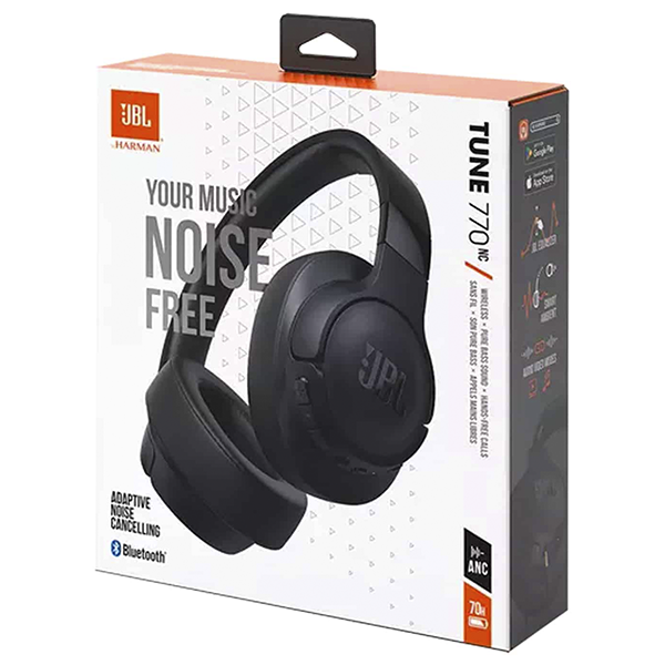 JBL TUNE 770NC Wireless Over-Ear Active Noise-Cancelling Headphones - Black