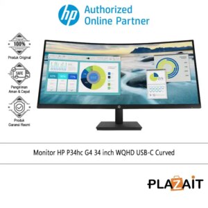 HP P34hc G4 34" WQHD USB C Curved Monitor with Integrated Speakers
